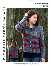 Coffee Beenz 2785 Women's Striped Shawl Collar Cardigan