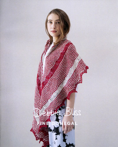 DB027 Fine Donegal Striped Crescent Shawl