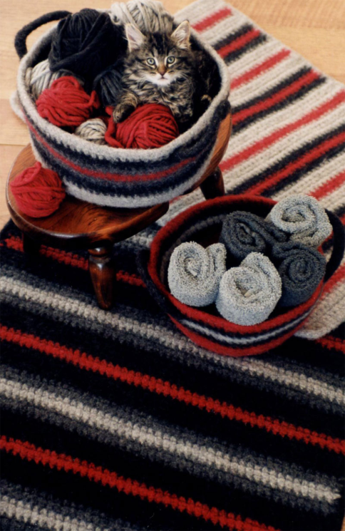 Fiber Trends 216 Crocheted Felt Rug & Basket