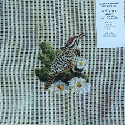 Four Wives C0003 Arizona Cactus Wren and Cactus Blossom