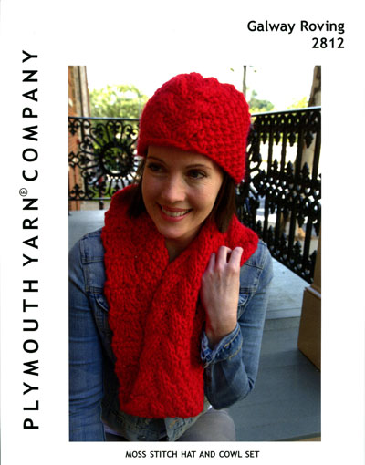 Galway Roving 2812 Moss Stitch Hat & Cowl Set