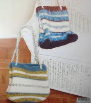 P387 Striped Felted Bucket or Gift Bag