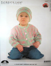 S507 2 Color Baby Cardigan and Hat Set